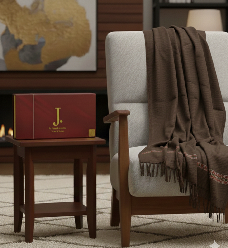 Men's Wool Shawl with Premium Gift Packaging - Brown