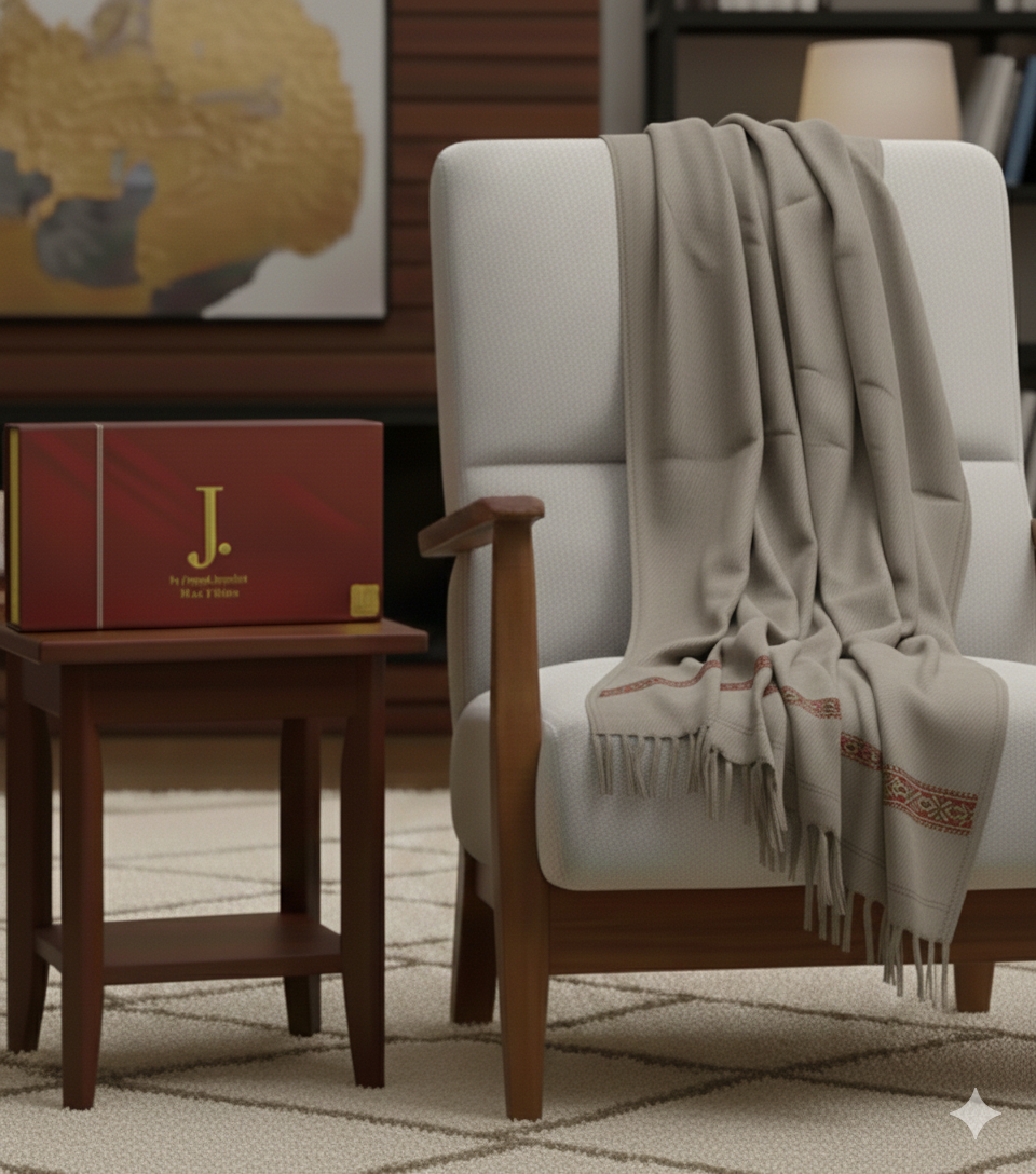 Men's Wool Shawl with Premium Gift Packaging Light Beige