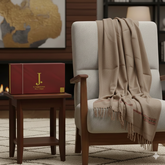 Men's Wool Shawl with Premium Gift Packaging - Rose Brown