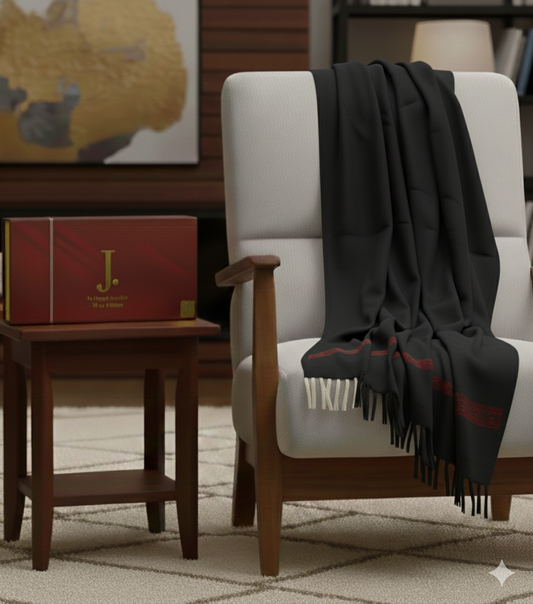 Men's Wool Shawl with Premium Gift Packaging - Black
