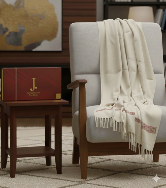 Men's Wool Shawl with Premium Gift Packaging - Off White