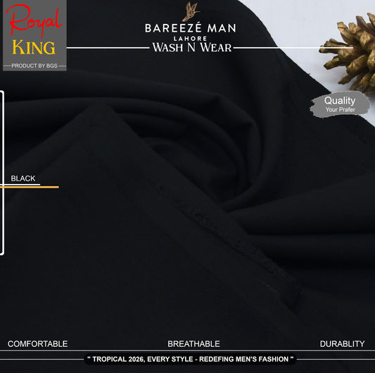 BAREEZE' MAN - Premium Rayon Wash'n Wear (Summer Collection) - BLACK