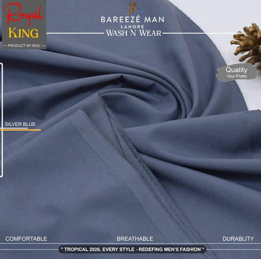 BAREEZE' MAN - Premium Rayon Wash'n Wear (Summer Collection) - SILVER BLUE