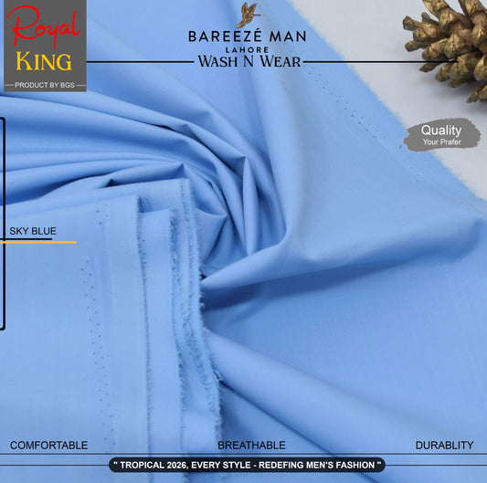 BAREEZE' MAN - Premium Rayon Wash'n Wear (Summer Collection) - SKY BLUE